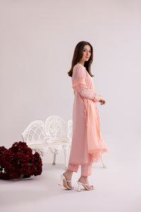 Peachy Pink Embroidered 3Pc