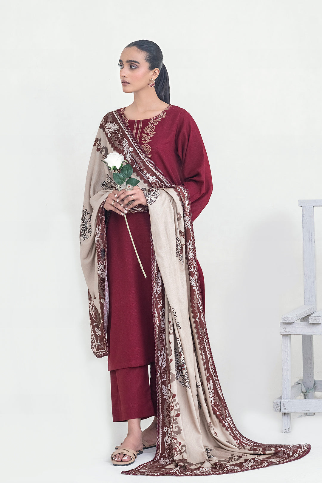 Ruby - 3 Piece Embroidered  Khaddar