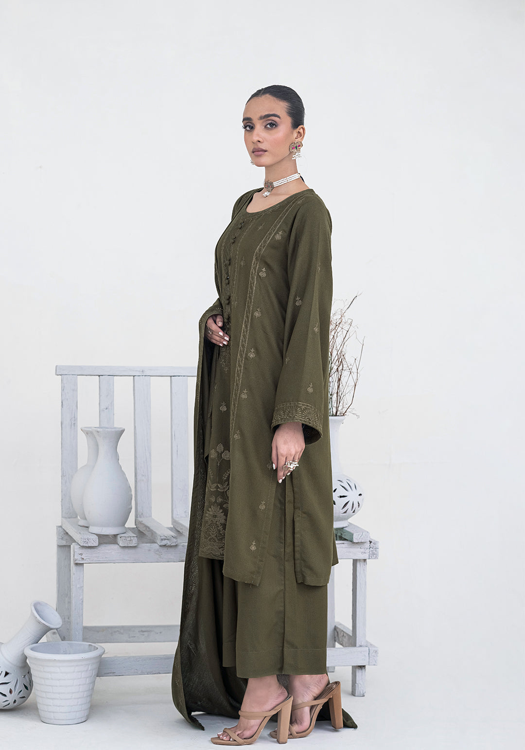 3 Piece - Embroidered Karandi